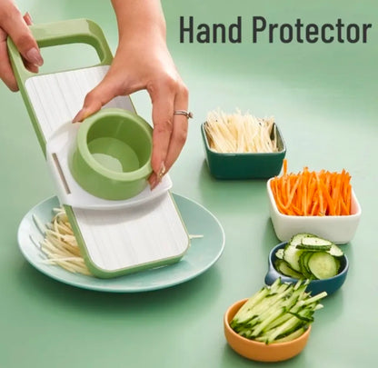 5-in-1 Vegetable Slicer – Multi-Function Cutter with Stainless Steel Blades