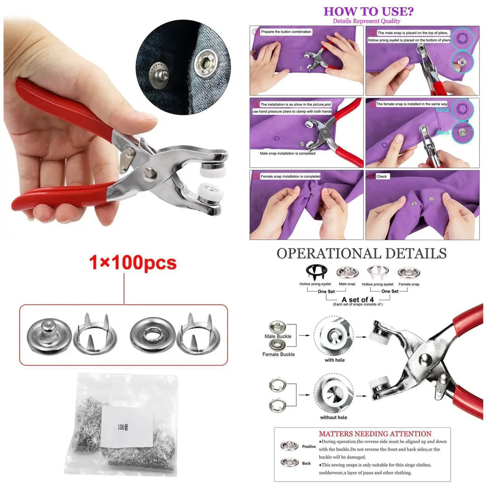 High-Quality Metal Tich Button Tool Kit